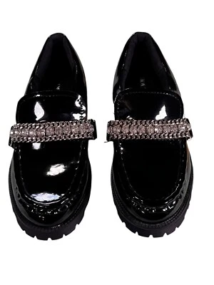 ZAPATOS MOCASINES Steve Madden Big Girls 4 NEGROS charol Taylar 3019-0522 Foto 1 de 4