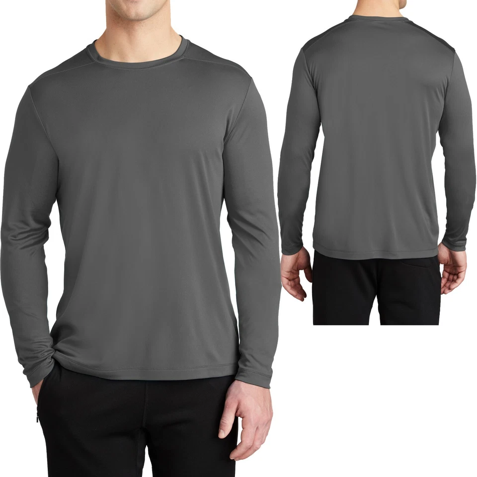 男式长袖 UPF 50 钓鱼 T 恤 UV 船吸湿排汗 XS-XL 2X 3X 4X — 第 1/1 张图片