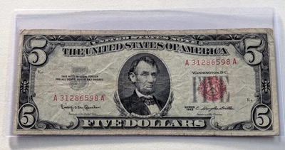 US Five Dollars, 1963, $5 Red Seal - Image 1 of 2