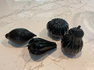 Vintage Marano Style Schwarz Glas Obst 4 Stück - Bild 1 von 6
