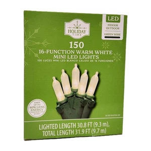 Holiday Time 16 Function Warm White Mini LED Christmas 150 Ct String Lights  - Picture 1 of 2