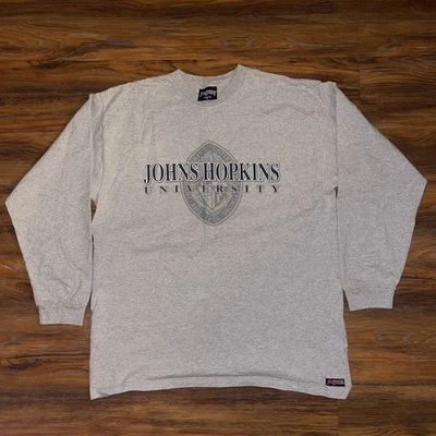 Camiseta Gráfica De Colección Años 90 Universidad Johns Hopkins Manga Larga Para Hombre L Gris EE. UU. Foto 1 de 4