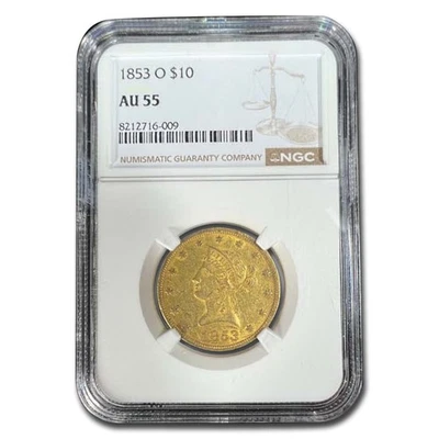 1853-O $10 Liberty Gold Eagle AU-55 NGC - Image 1 of 3