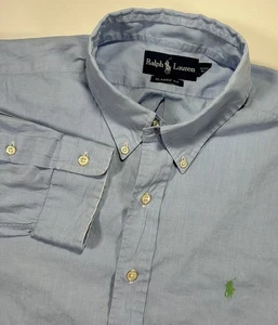 Polo Ralph Lauren Classic Fit Solid Blue Long Sleeve Green Pony Men’s XXL - Picture 1 of 6
