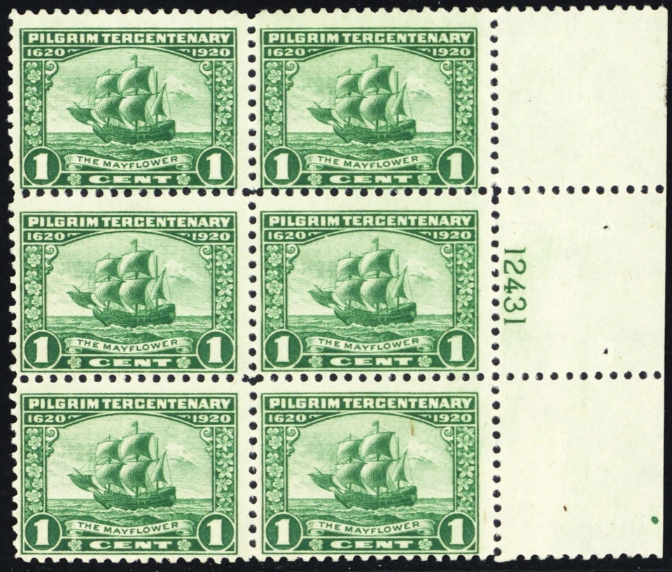 548, Mint LH 1¢ Plate Block of Six - Mayflower SCV $70 ** Stuart Katz - Image 1 of 1