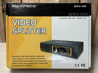 (Factory Sealed) Monoprice Msv-102 VGA + Video Splitter 2048x1536 Resolution - Image 1 of 2