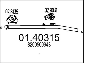 MTS 01.40315 Exhaust Pipe for RENAULT - Bild 1 von 3