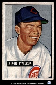 1951 Bowman #108 VIRGIL STALLCUP Cincinnati Reds LOW GRADE - Picture 1 of 2