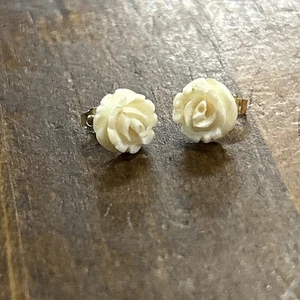 Ohrstecker 14 Karat Gold weiße Rose 0,59 Gramm - Bild 1 von 4