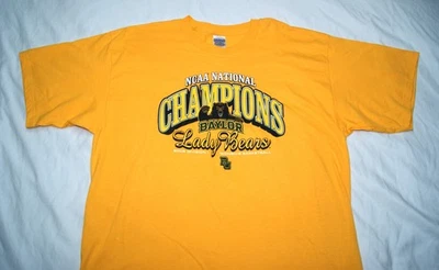 baylor lady bears 2005 basketball national champs t-shirt men's XL yellow READ - Image 1 of 4