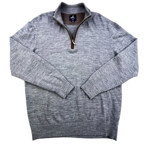 Johnnie-O Merino Wool 1/4 Zip Sweater Mens M Gray Raynor Golf Soft Casual - Picture 1 of 10