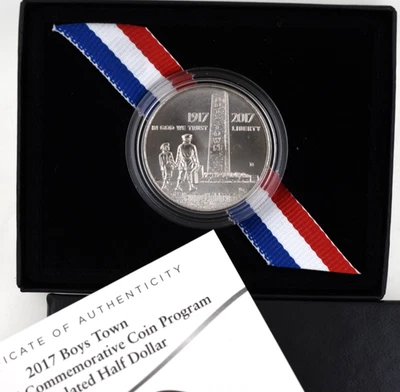 2017 D Boys Town Centennial Commemorative Clad Half Dollar W/ Box COA - Image 1 of 3