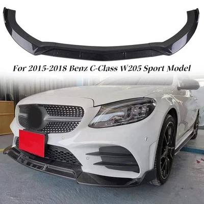 Front Splitter Lip For Mercedes Benz W205 C200 C300 C250 2015-2018 Carbon Fiber - Image 1 of 4