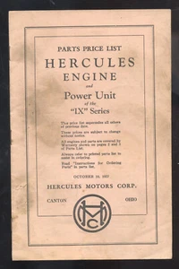 MOTOR Y UNIDAD DE POTENCIA HERCULES SERIE IX CANTON OHIO PIEZAS LISTA DE PRECIOS MANUAL - Imagen 1 de 2