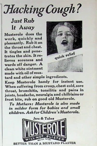 1928 Musterole Plaster Vintage Print Ad Quick Relief Chest Colds & Sore Throat - Picture 1 of 2