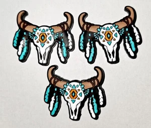 Feathered Bull Skull western Silicone rubber Focal Beads DIY Beadable Pens 3pc - Picture 1 of 3