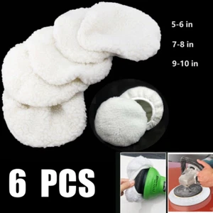 6PCS Polishing Bonnet Buffer Pads Soft Wool For 5-6" 7-8" 9-10 inch Car Polisher - Picture 1 of 12