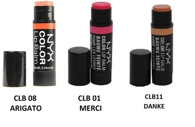Lote de 3 NYX Cosmetics Color Bálsamo Labial Merci, Dank y Arigato Hidratante Sellado Foto 1 de 4