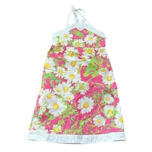Lilly Pulitzer Vintage Pink Daisy Halter Girls Dress 8 - Picture 1 of 12