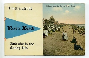 Postal banderín Revere Beach MA, conocí a una chica y ella es la Candy Kid - Imagen 1 de 2