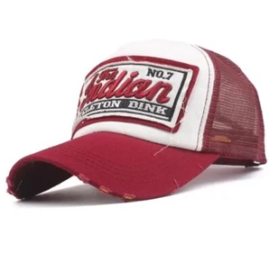 The Indian Hat Skeleton Dink #7 White Red Distressed 3D Mesh Snapback Cap - Picture 1 of 1