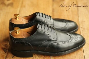 Scarpe Barker Derby Brogue in pelle nera da uomo UK 8 F US 9 EU 42 grado personalizzato - Foto 1 di 11