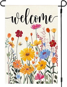 Spring Summer Garden Flag 12X18 Inch Double Sided outside Colorful Floral Daisy - Picture 1 of 12