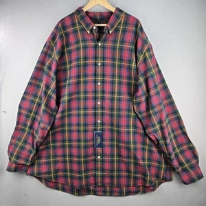 Polo Ralph Lauren Mens Flannel Shirt Size 4XLT Plaid Button Up Heavy Office 90s - Picture 1 of 19