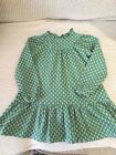MINI BODEN PRETTY GORLS LONG SLEEVES GREEN PATTERNED DRESS AGE 3-4 YEARS VGC