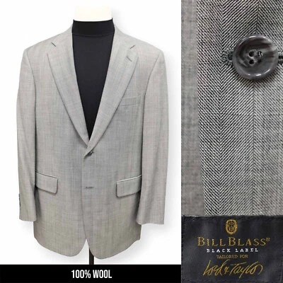 BILL BLASS ETIQUETA NEGRA Hombre Gris 100% LANA Abrigo Deportivo Traje Chaqueta Blazer 42 R Foto 1 de 4