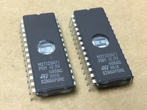 2 PC  ST MICRO  M27128AF1  EPROM, 16K x 8, 28 Pin, Ceramic, DIP - Picture 1 of 3