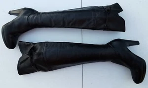 CODICI E SEGNI Sz 35 Or 4 Black Leather Over Knee Zip Boots - Picture 1 of 17