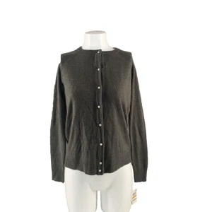 NWT KAREN SCOTT Fall Cardigan Sweater Petite SMALL Gray Pearl Button - Picture 1 of 10