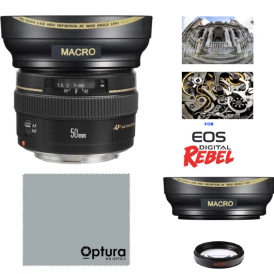  WIDE ANGLE + MACRO LENS FOR Canon EF 50mm f/1.4 USM Lens 1200D T3 T3I T4 T5 T6  - Image 1 of 4