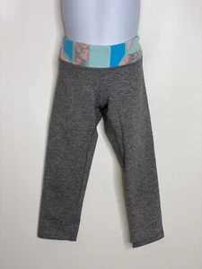 Ivivva by Lululemon Gray Cropped Leggings  (Blue & Pink) Waistband Sz 10 - Picture 1 of 3