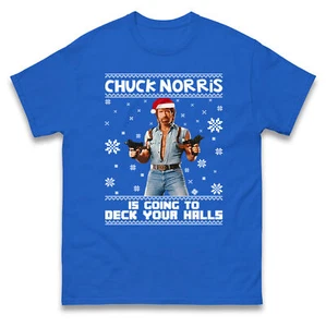 Chuck Norris is Going To Deck Christmas T Shirt,Funny Humour Christmas Tee - Picture 1 of 8