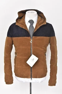 New Luigi Borrelli Brown Suede Goose Down Puffer Hooded Coat Jacket 40 (EU 50) M - Picture 1 of 12