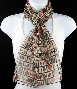 Back To School Women's Scarf Teacher Gift Scarfs Fashion Sheer Beige Scarves - Picture 1 of 2