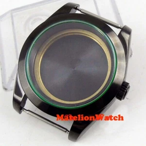 40mm PVD watch case men's sapphire black fit 3804 ETA 2836 Miyota 8215 movement - Picture 1 of 5