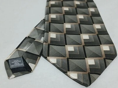 Stafford 100% Imported Silk Green Geometric Print Tie Made In USA - Image 1 of 4