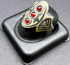 Rare Unique Antique Central Asian Jewelry Old Blue Painted Mixed Sliver Ring