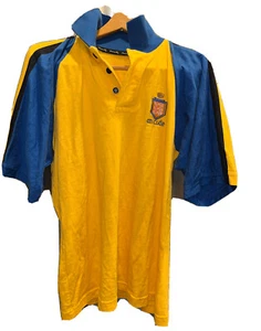 Connolly AN Clar LOGO POLO Shirt Yellow Blue Short Sleeve Collar IRISH DANCE men - Picture 1 of 11
