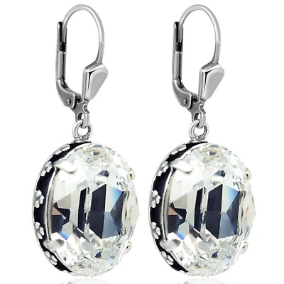 NOBEL Jugendstil Ohrringe Silber Crystal Kristalle aus Österreich Ohrhänger romanti...