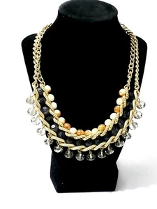 Amrita Singh Necklace Statement Glass Beads Single-layer Mixed Media Chain Black - Picture 1 of 6