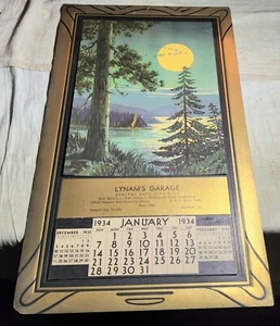 1934 WALL CALENDAR ADVERTISING LYNAM'S GARAGE GENERAL AUTO REPAIRING NEWPORT, DE - Picture 1 of 11