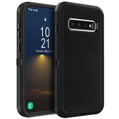 Black For Samsung Galaxy S10/S10 Plus/S10e Case Heavy Duty Rugged Hybrid Cover - Image 1 of 4