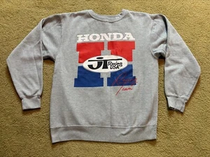Honda JT Racing Motocross MX Gray Crew Neck Pullover Sweatshirt Men's Medium - Picture 1 of 4
