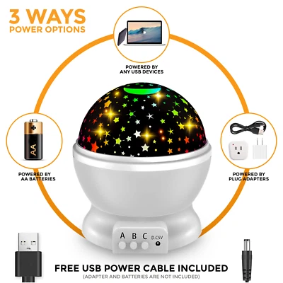 Rotating LED Galaxy Starry Night Light Projector Star Sky Moon Lamp Kids Bedroom - Image 1 of 4