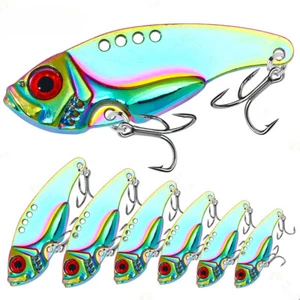 6 Piezas Colorido Señuelo de Pesca Cebo Duro Metal Hierro Placa Vib Aparejos Plantilla - Imagen 1 de 15