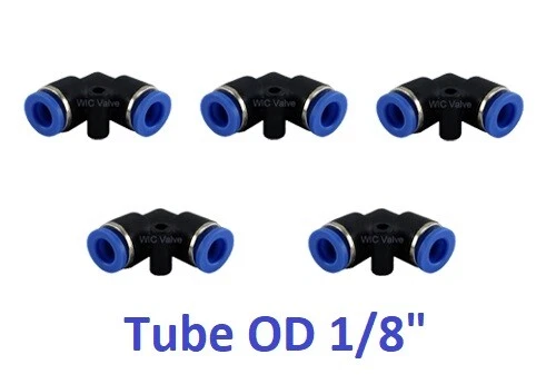 Pneumatic Elbow Union Tube OD 1/8" L Shape Push In To Connect Fitting 5 Pieces - Image 1 of 1